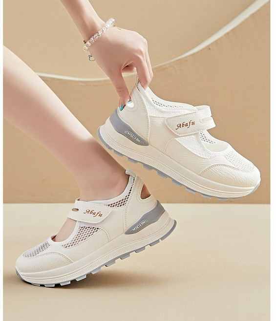 슈앤가비 여성 메쉬 샌들 스니커즈 여름 벨크로 키높이 운동화 통기성 좋은 데일리화