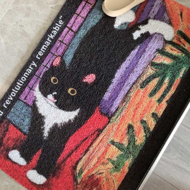 고양이 발매트 현관 베란다 코일매트 화장실 신발장 출입구 매트, 라지(90X60), 디자인 A, 1개