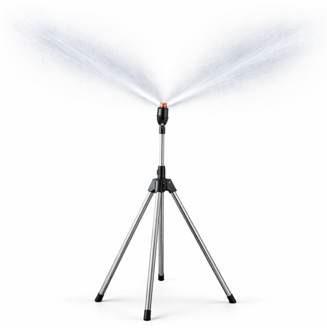 공구팜 강력 물분사 360도 스프링클러 삼각대 잔디 정원 텃밭, 실버 블랙, 1개