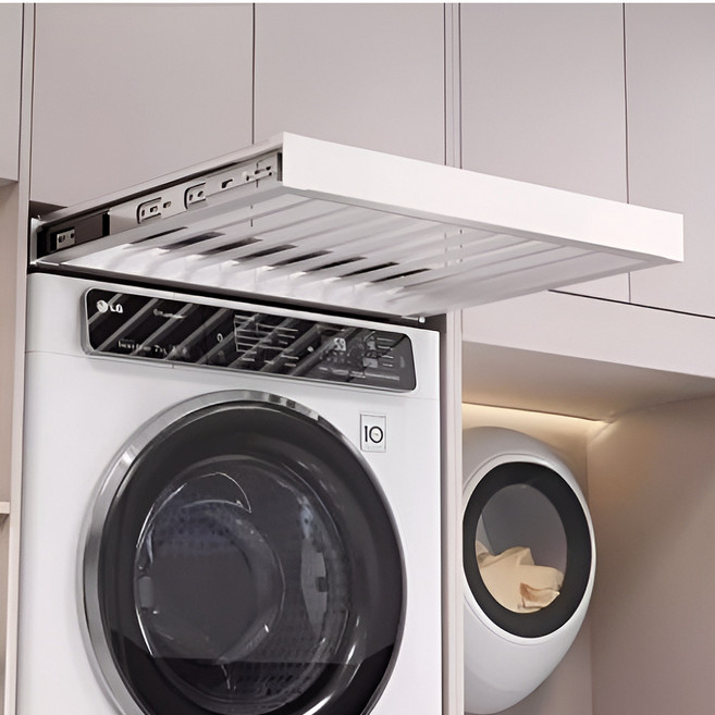 널로 프리미엄 가구 빨래건조대 빌트인 인출식 베란다 슬라이딩 건조대 세탁건조대 접이식, 푸시오픈-기본, 딥화이트