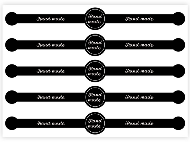 도시락 띠지 샌드위치 샐러드 포장 스티커 5종 세트, 50매, 블랙핸드메이드