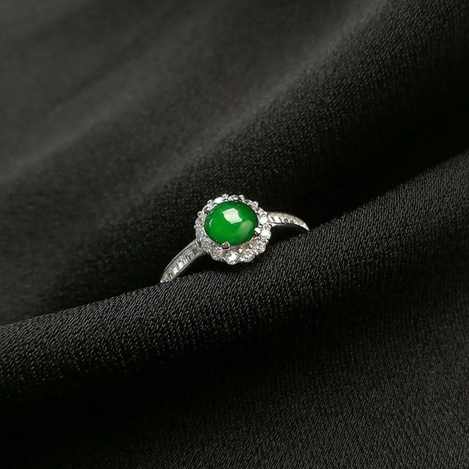 ROYALBELLE 여성 천연 옥 원석 세공 고급감 세팅 크리스탈 포인트 클래식 감성 데일리 반지 M0072122