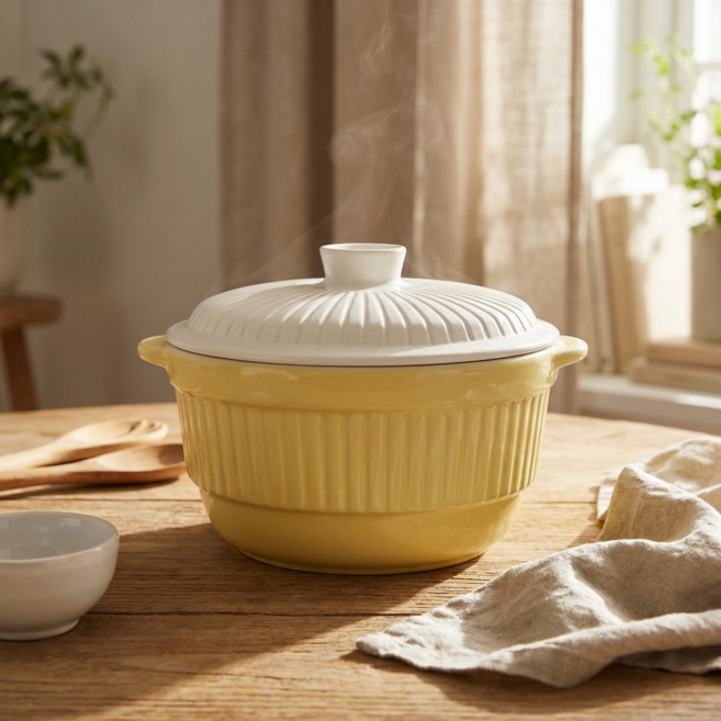 온미 세라믹 도자기 저당밥솥 2~3인용, 옐로우