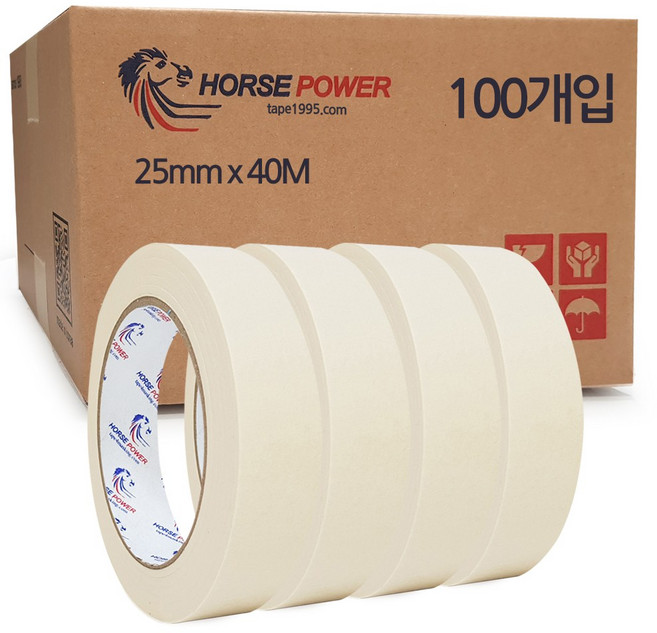 홀스파워 종이 마스킹테이프 SBT03 아이보리 25mm x 40M, 100개
