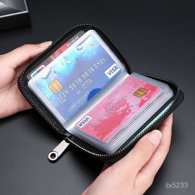 자격증 케이스 많은양 수납함 명함 보관 대용량 지갑 홀더 학생증 카드 ID 수료증, 블랙, 1개