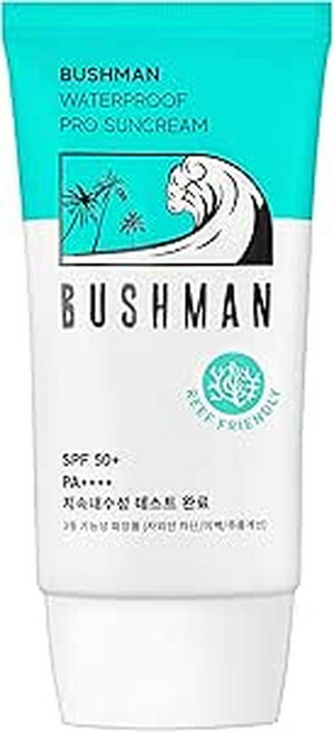 BUSHMAN 방수 선크림 1.8온스 50g SPF50 PA 산호초 친화적 서퍼 웨이크보더 다이버 및 운동선수가 선호하는 제품 개발