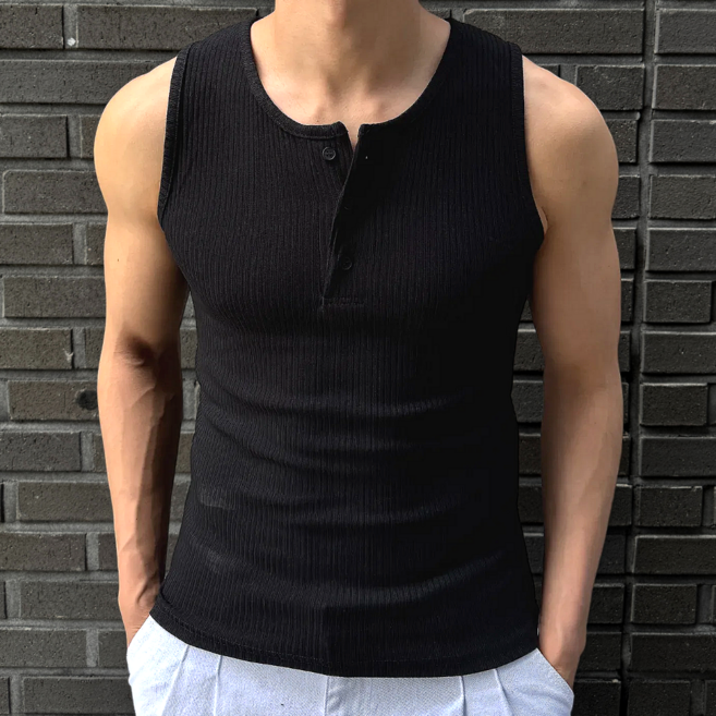 시온 남성용 머슬핏 헨리넥 골지 나시