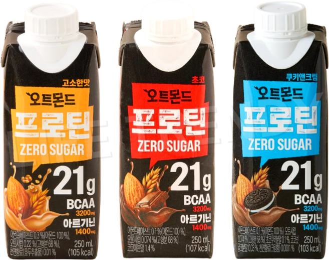 롯데칠성 오트몬드 프로틴 고소한맛 + 초코 + 쿠키앤크림 3종세트, 1개, 250ml