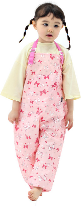 플리에 멜빵형 미술가운/모래놀이바지/갯벌체험옷, 핑크리본