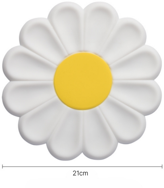 실리콘 데이지꽃 냄비받침 컵받침, 1개, 화이트(21cm)