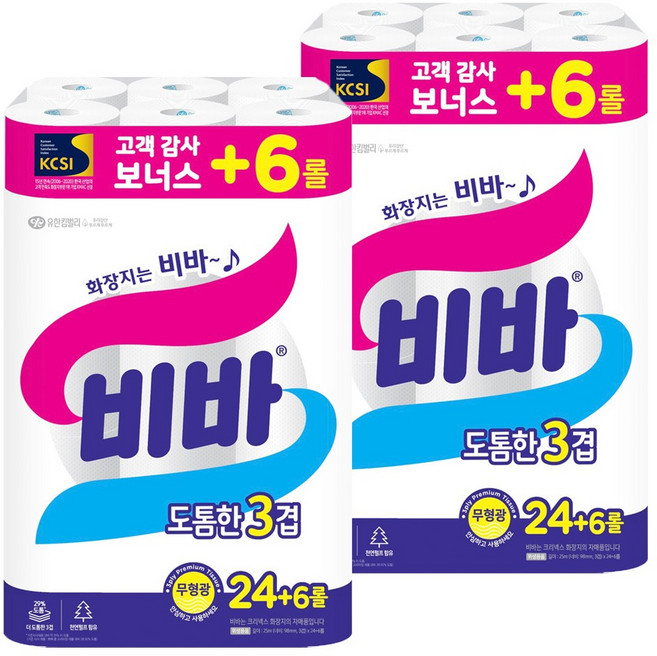 비바 도톰한 3겹 화장지 25m, 30개입, 2개