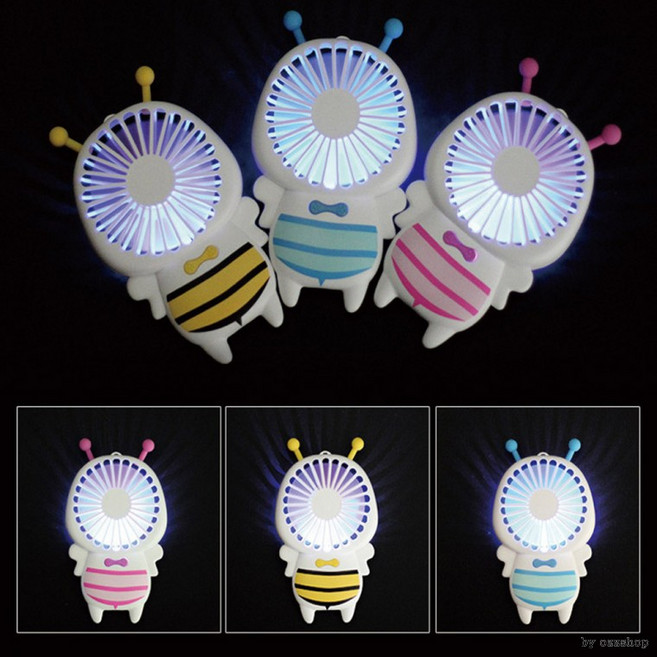 꿀벌 LED 핸드선풍기/충전식/USB선풍기/휴대용/미니, 상세페이지 참조, 꿀벌LED선풍기 색상랜덤