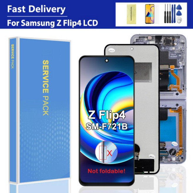 Z 플립 4 5G F721B F721W TFT 품질 LCD 디스플레이 프레임 포함 터치 스크린 디지타이저 어셈블리 교체 수, 01 China Mainland, 01 EU Blue Frame