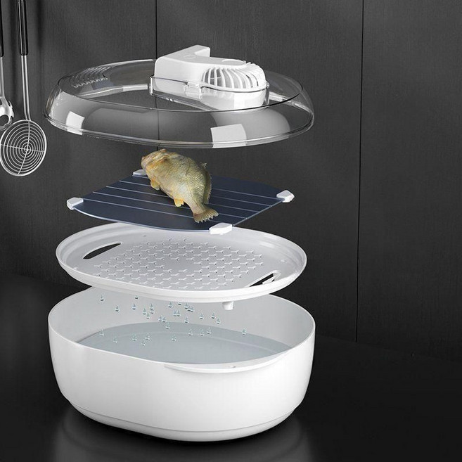 해동기 급속 신선도 냉동 고기 육류 해동 기계, 화이트-업그레이드 (4-in-1), 28.5cm