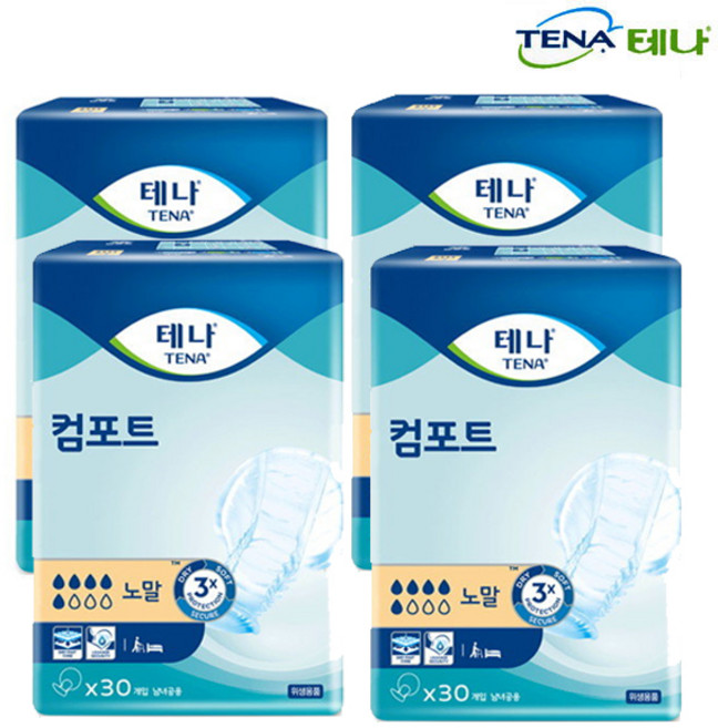 테나 컴포트 노말 성인기저귀 남녀공용, FREE(onesize), 4개, 30매