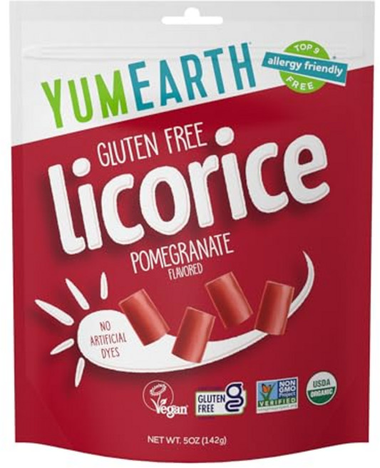 YumEarth 감초 스낵 팩 부모 YumEarth Organic Gluten Free Pomegranate Licorice Snack Packs - Allergy Friendly, 1개, 141.75g
