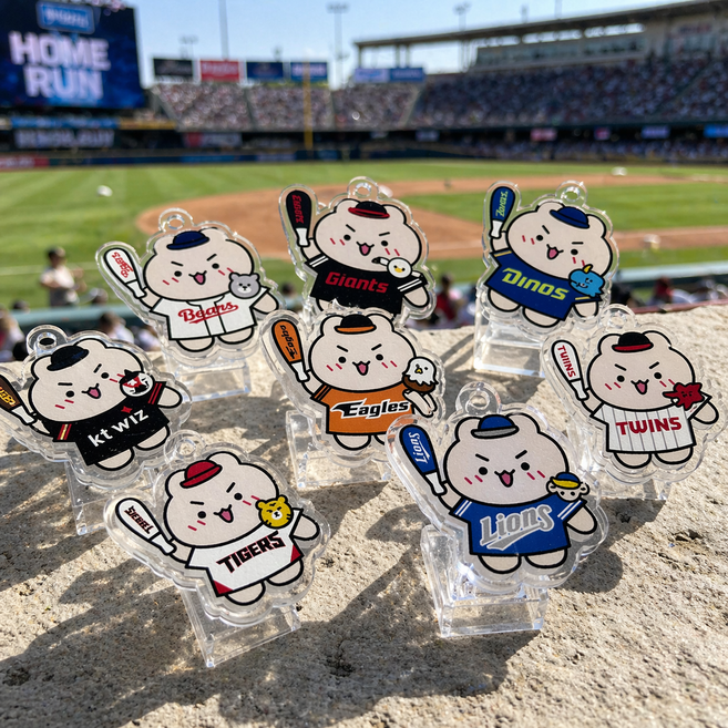 야구 키캡 키링 LED 클릭커 귀여운 캐릭터 키보드 꾸미기 키캡, 히어로즈