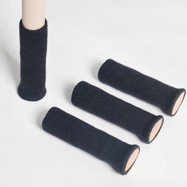 의자양말 의자발커버 소음방지 캡 논슬립 쫀쫀니트 의자발싸개 4p세트, 블랙, 1세트