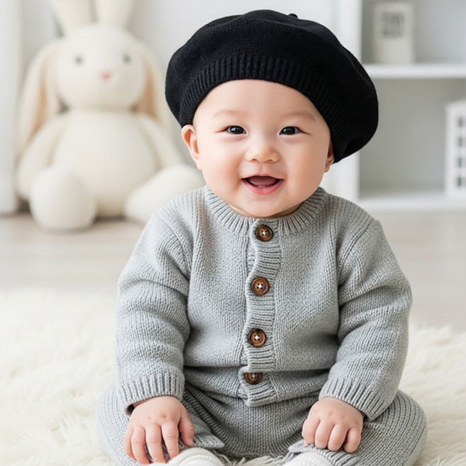 몽실이 프렌치 니트 베레모 유아 화가모자 가을 외출 악세사리 사진촬영