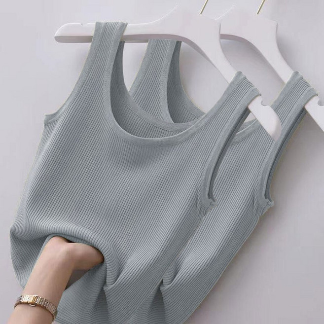 에쉬울프 순수 여성용 소프트 골지 나시 민소매 이너 티셔츠 2p