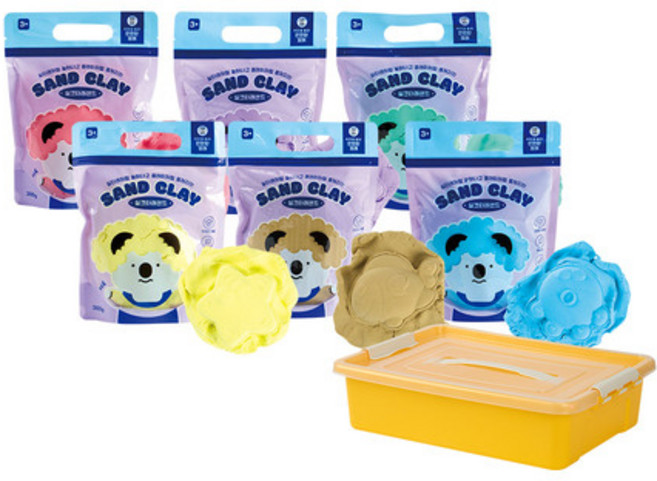 [캐스B] 아트스쿨 실크타래 샌드6색+모래놀이 박스(1133set) 유아 실내 매직클레이