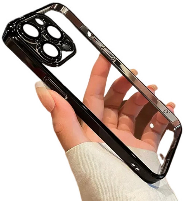 디프른티 아이폰 11-15 투명케이스 테두리 컬러 웹캠 보호커버