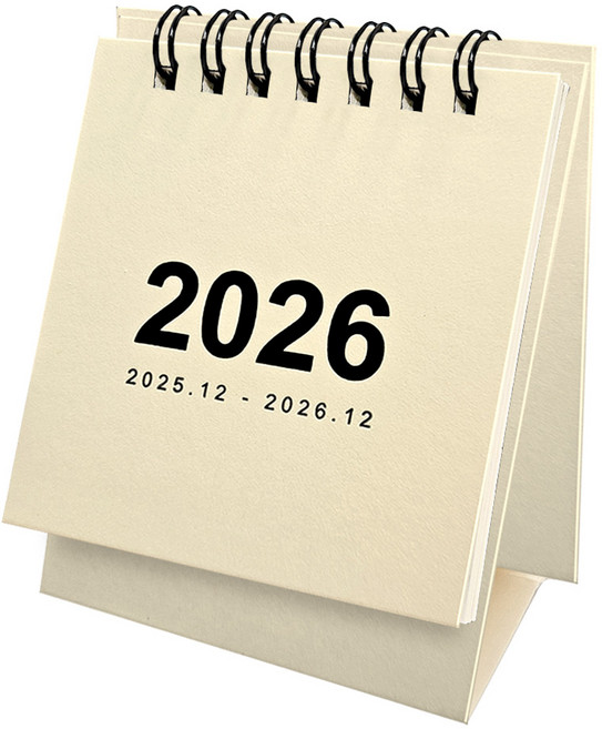 2026년 책상 탁상 달력 데스크 스탠딩 캘린더 연휴표시, 2개, 아이보리