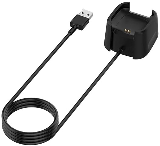 FitTurn Fitbit Versa 2 충전기 교체용 USB 데이터 충전 도크 충전 케이블/스탠드 맞는 비트 Versa Health & Fitness Smartwatch용 3피트, 1개, 상세페이지 참조