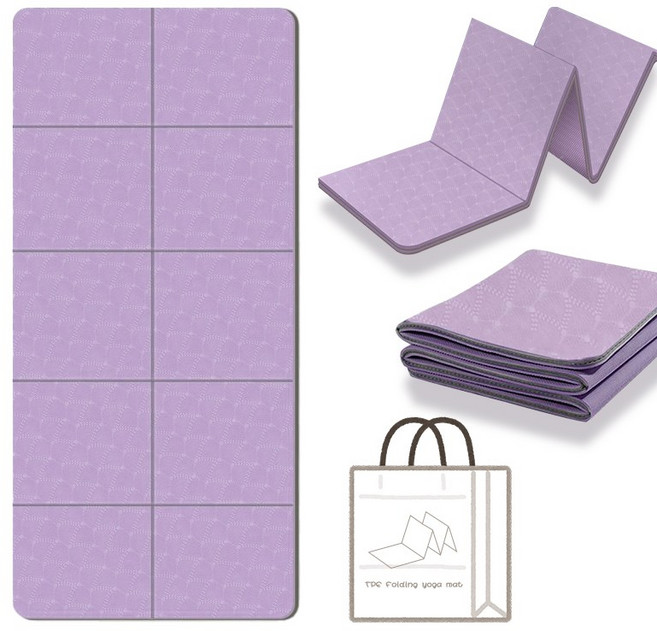 프리미엄 두꺼운 TPE 트레이닝 헬스 매트 접이식 10단 요가매트 8mm, 라이트퍼플, 1개