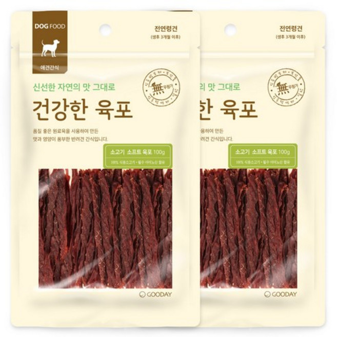 굿데이 건강한 육포 강아지 간식 100g, 소프트 소고기맛, 4개