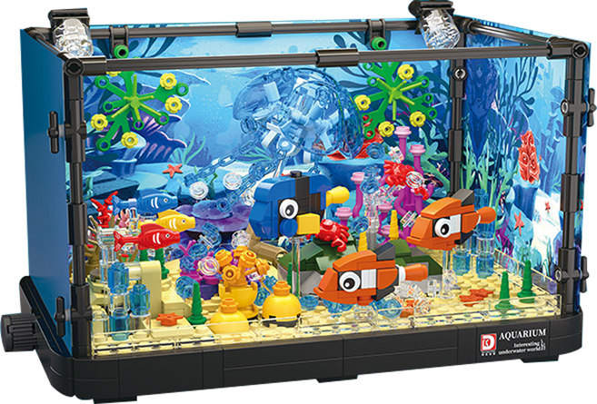 어항블럭 아쿠아리움 블럭 호환블럭 해양동물 수족관 725pcs, 1개