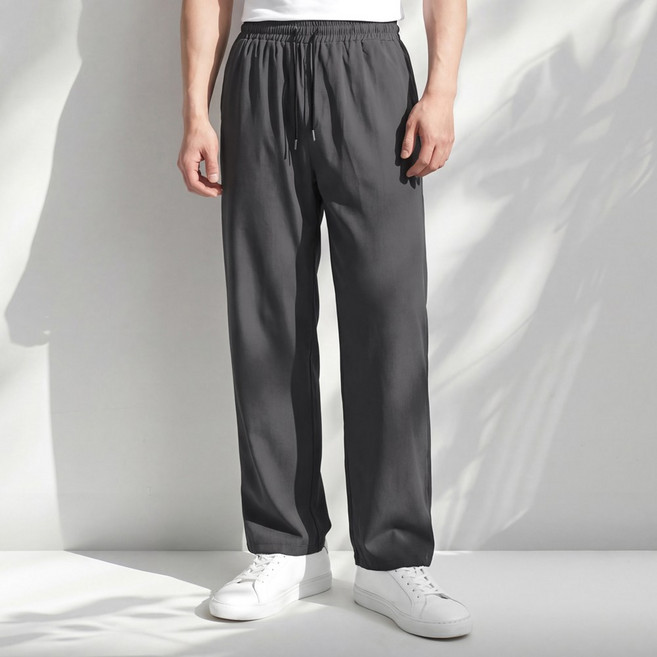 루크 남성 여름 일자 쿨링 슬랙스 밴딩 팬츠 남자 시원한 얇은 정장 통넓은 와이드 냉장고 바지