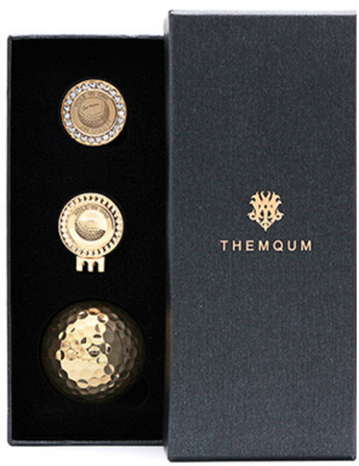 MQUM 황금 골프공 1구 골프볼마커 세트 럭셔리 GOLF 골프선물 골프용품, 1개