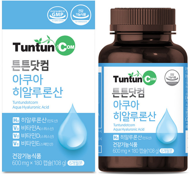 튼튼닷컴 아쿠아 히알루론산 (6개월분) - 피부 보습에 도움을 줄 수 있는 먹는 히알루론산, 180회분, 1개