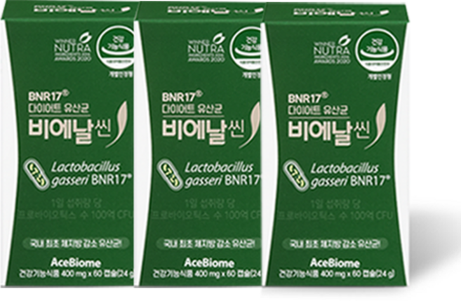 비에날씬 BNR17 다이어트 유산균 3박스(400mg*60캡슐*3박스/12주분), 60정, 3박스