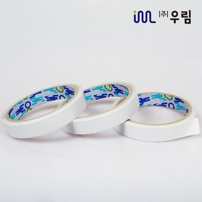 우림 양면테이프 문구 접착 테이프 48mm 24mm 12mm, 흰색, 150개, 1BOX(16mmX150개)
