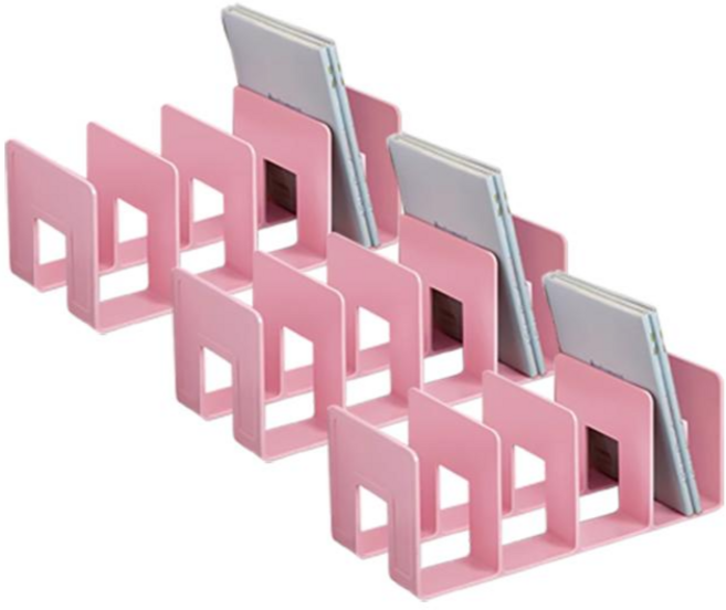 가려거든 4단 대용량 북앤드 책꽂이 3개입, 핑크