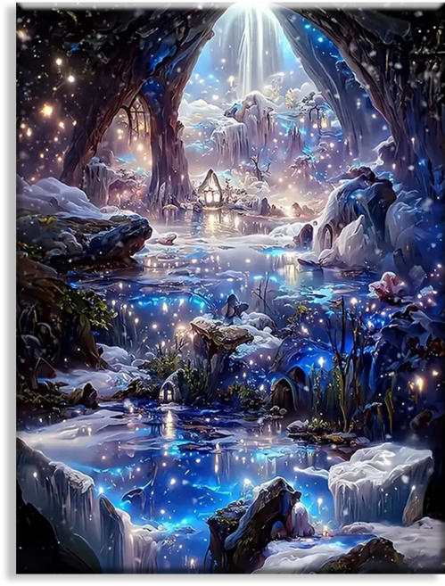 Diyee 보석십자수 캔버스형 취미 DIY세트 30x40cm, C1003 신비의 계곡, 1세트
