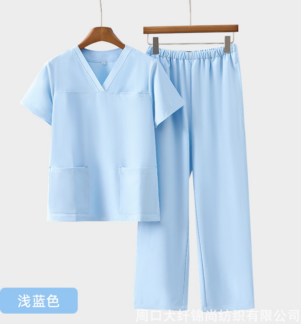 洗手衣彈力冰絲速幹工作服套裝醫療美容牙科女夏季短袖黑色刷手服, 1件, 2XL