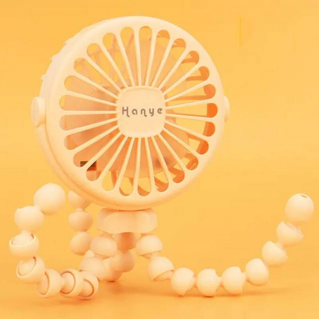 유모차 선풍기 샤오미-미니 휴대용 아기 팬 문어 모양 스탠드 조절 가능한 핸드 헬드 USB 충전 공기 냉각기 학생 야외 여행, WHITE, 1개