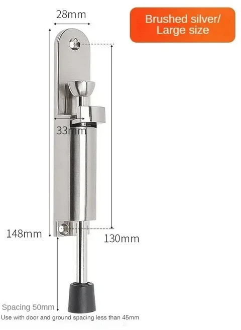 문짝지그 스프링로드 도어 스톱퍼 조정 가능한 위치 합금 헤비 듀티 홀더 중지 벽 보호기 홈, 03 BRUSHED LARGE