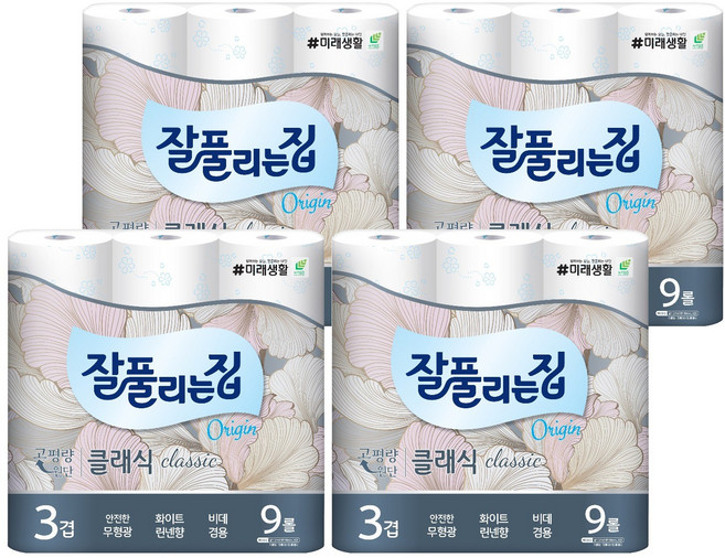 잘풀리는집 뉴 클래식 화장지, 27m, 9개입, 4개