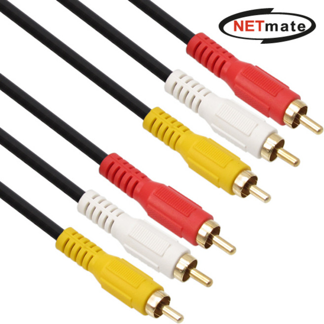 강원전자 강원전자 NETmate NMA-3R100M RCA 3선 중급 케이블 10m /케이블류, 1개