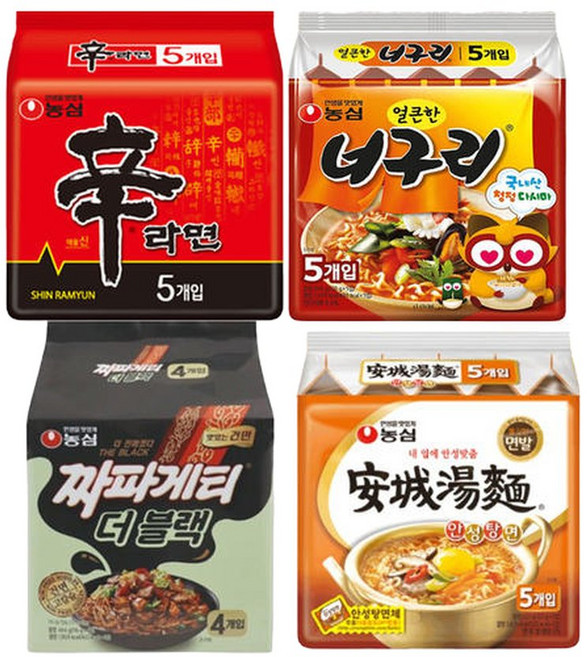 신안너짜블(농심 짜파게티 더 블랙 116g 4개입 1개+얼큰한너구리 120g 5개입 1개+신라면 120g 5입(멀티) 1개+안성탕면 125g 5입(멀티) 1개, 신안후사, 16개