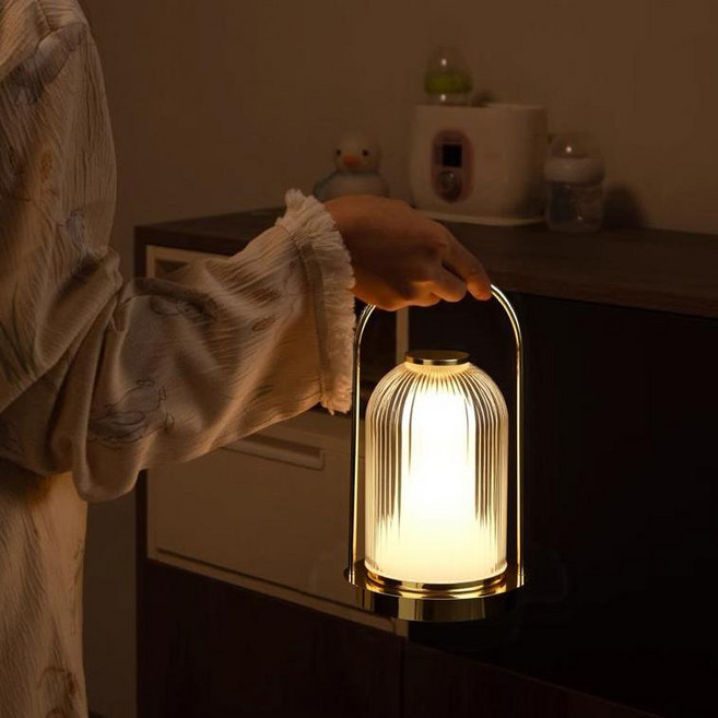 Jeernare 걸 수 있는 무드등 LED 무선 수면등 인테리어 조명 충전식 수유등 침실 무드등 캠핑용 3중 색깔 밝기조절, 골든