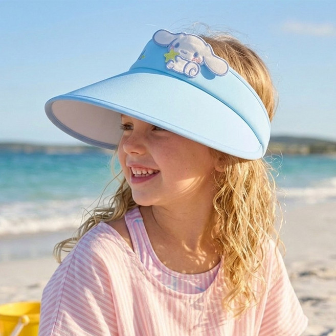 산리오 시나모롤 와이드 썬캡 예쁜 모자 이쁜 썬햇 넓은챙모자 햇빛가리개 자외선차단 썬바이저모자 어린이 키즈 여아 초등 아동 선캡 여름 바캉스 창모자 창넓은모자 조카 선물