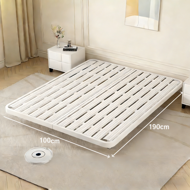 YAPOGI 모던 일식 공중침대 플로팅 카본강 철제 무흔들림 심플 100X190cm 침대 프레임, 화이트B