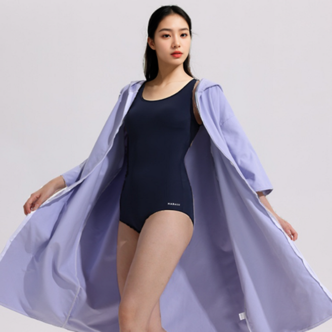 슈하 프리다이빙 판초타월 입는 비치타올 드라이로브 서핑 물놀이가운 대형 후드 집업, 1개, 라벤더