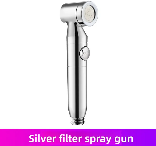 스테인레스 스틸 화장실 비데 스프레이 세트 다기능 고압 분무기 휴대용 수도꼭지 1 In 2 Out Shattaff 샤, 01 Silver