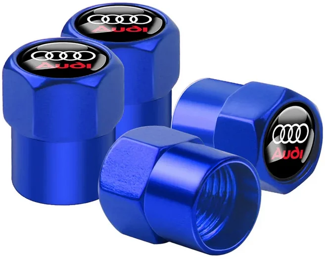 호환 4개 차량 휠 타이어 밸브 캡 타이어 스템 캡 볼트형 아우디 S라인 A3 8P 8L 8V A4 B8 B6 B7 B9 A6 C6, 23 Blue